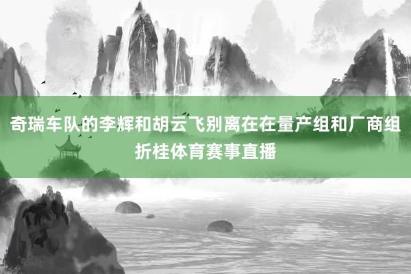 奇瑞车队的李辉和胡云飞别离在在量产组和厂商组折桂体育赛事直播