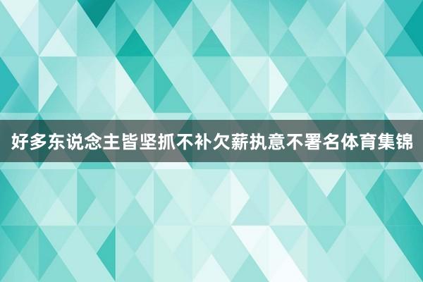 好多东说念主皆坚抓不补欠薪执意不署名体育集锦