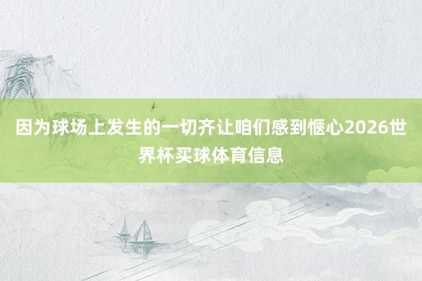 因为球场上发生的一切齐让咱们感到惬心2026世界杯买球体育信息