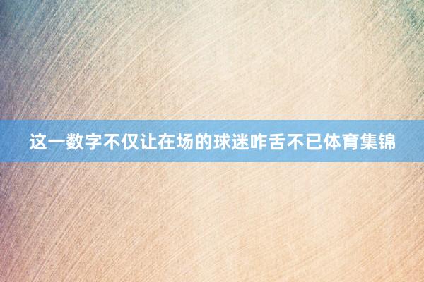 这一数字不仅让在场的球迷咋舌不已体育集锦