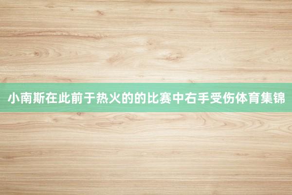小南斯在此前于热火的的比赛中右手受伤体育集锦
