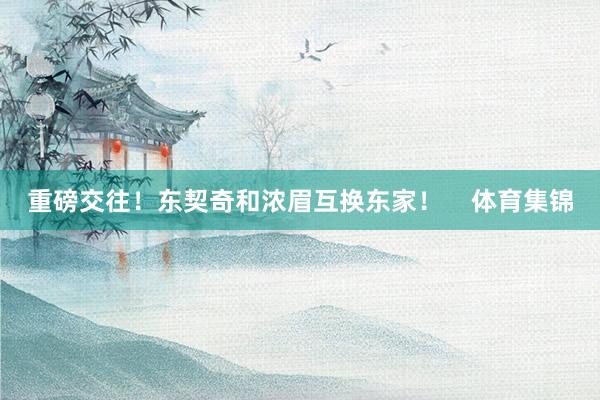 重磅交往！东契奇和浓眉互换东家！    体育集锦