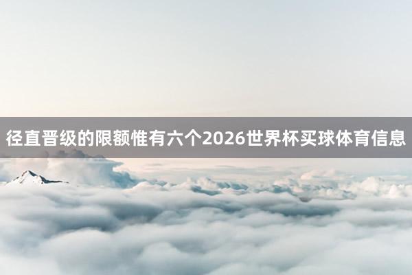 径直晋级的限额惟有六个2026世界杯买球体育信息