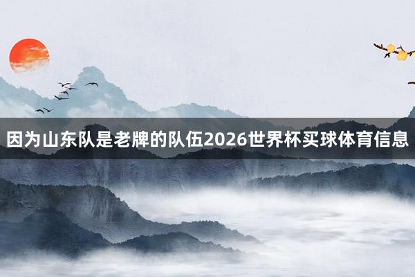 因为山东队是老牌的队伍2026世界杯买球体育信息