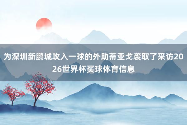 为深圳新鹏城攻入一球的外助蒂亚戈袭取了采访2026世界杯买球体育信息