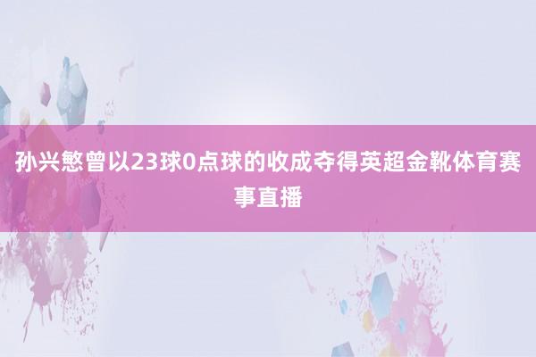 孙兴慜曾以23球0点球的收成夺得英超金靴体育赛事直播