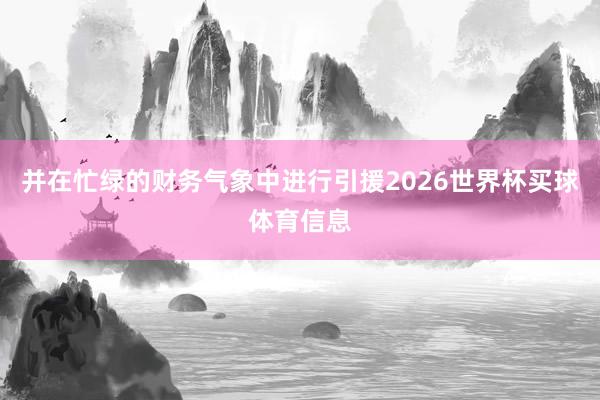 并在忙绿的财务气象中进行引援2026世界杯买球体育信息