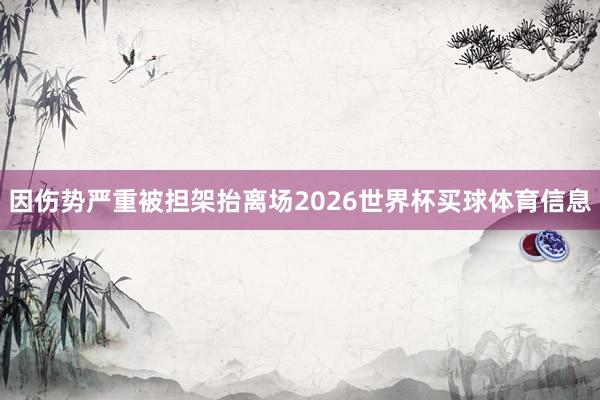 因伤势严重被担架抬离场2026世界杯买球体育信息