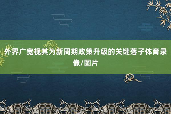 外界广宽视其为新周期政策升级的关键落子体育录像/图片