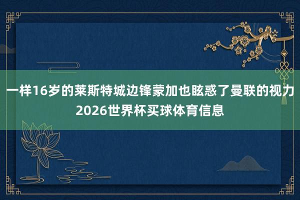 一样16岁的莱斯特城边锋蒙加也眩惑了曼联的视力2026世界杯买球体育信息